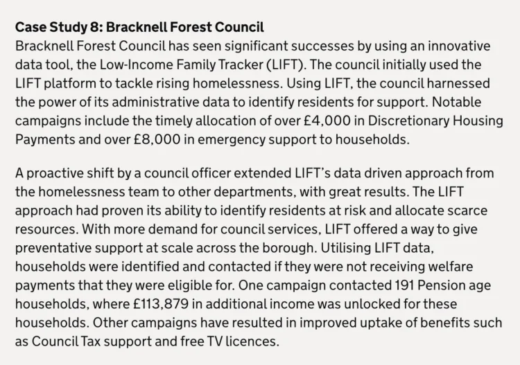 Bracknell Forest Council’s use of LIFT referenced in the CRF guidance