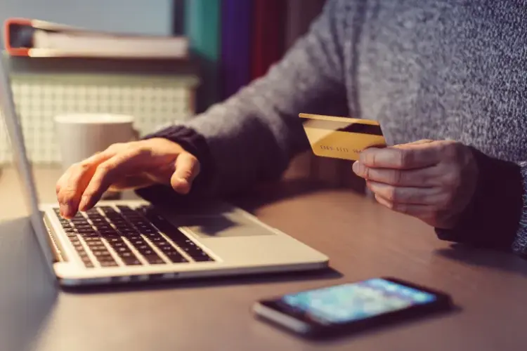 credit card, phone , laptop