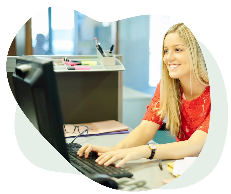 Woman with desktop