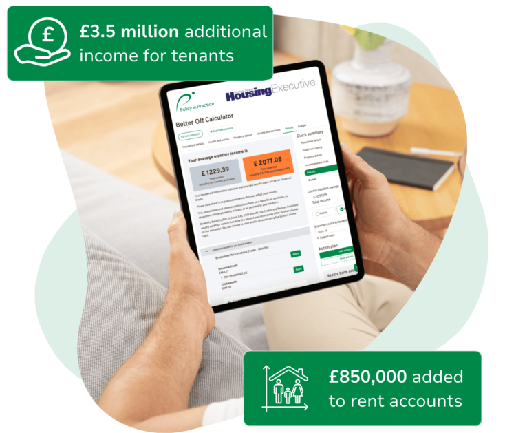 Housing providers and Northern Ireland Housing Executive's income maximisation results for tenantas using the Better Off Calculator