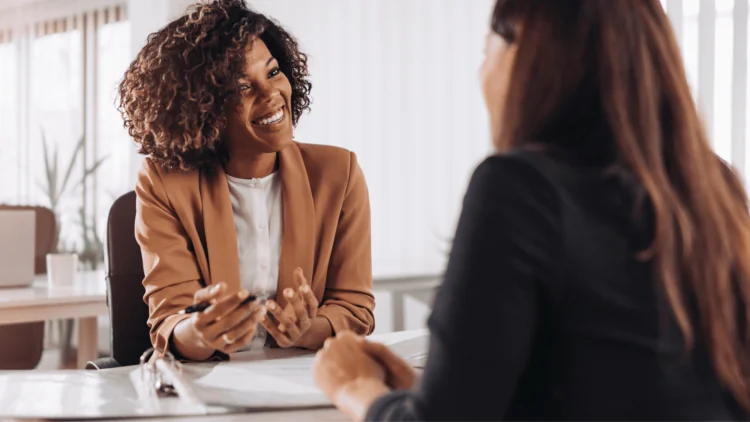 ladies in a meeting or interview